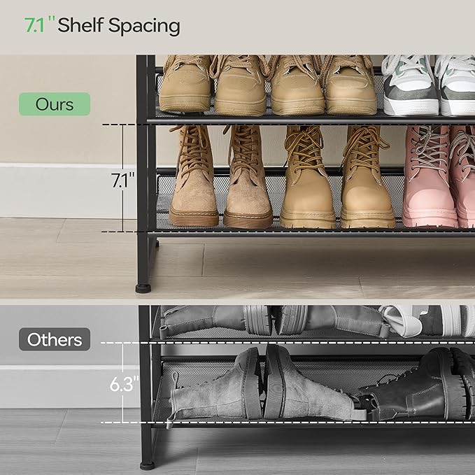 Shoe Rack, Long Shoe Organizer,Max Holds 62 Pairs,10 Tier Metal Shoe Storage Shelf,5-Tier Stackable Shoes Organizer for Garage, Entryway,Black