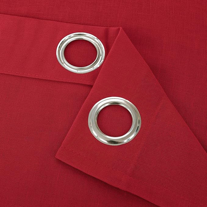 YoungsTex Red Linen Curtains 90 Inches Length for Living Room, Light Filtering Drapes Privacy with Grommet for Christmas Bedroom Dining Room, 2 Panels, 52 X 90 Inch