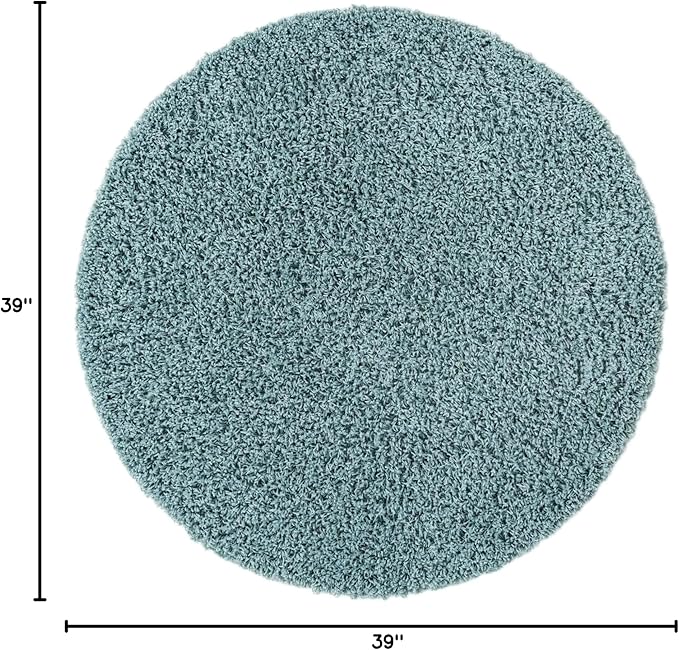 Unique Loom Solid Shag Collection Area Rug (3' 3" Round, Light Slate Blue)