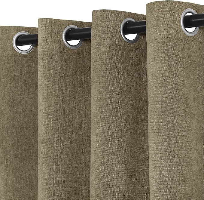 Macochico 100% Blackout Chenille Curtains 96 Inches Long for Hotel Nursery Noise Reducing Thermal Curtains for Bedroom Living Room Grommet Soil Brown Curtains with Tieback 52" Wx96 L Classic 1 Panel