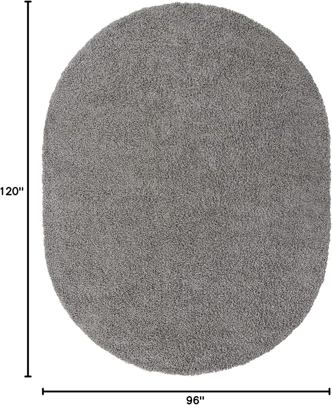 Unique Loom Solid Shag Collection Area Rug (8' x 10' Oval, Cloud Gray)