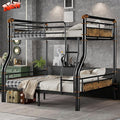 Upgraded Version Thicken Metal Heavy-Duty Full XL Over Queen Bunk Bed, Best Industrial Style Stronger Full Over Queen Size Bunk Bed with Ladder for Adults, Easy Assembly (Full XL Over Queen)