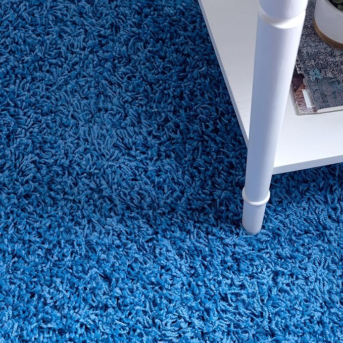 Unique Loom Solid Shag Collection Area Rug (3' 3" x 5' 3" Rectangle, Periwinkle Blue)