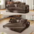 Upgrade High Backrest Design Sofa Bed with Fixed-Shape Frame & Removable Armrests and Backrest, Corduroy Fabric, Convertible Mattress Couch for Small Spaces - No Assembly Needed (High Backrest Brown)