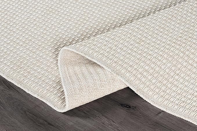 Easy Jute Rug 5x7 Indoor Outdoor Natural Rugs Solid Fiber Rug Woven Area Rug Boho Easy Clean Inside Carpet for Living Room Bedroom Dining Room Hallway or Outdoor Patio Porch (5 X 7 Bone)