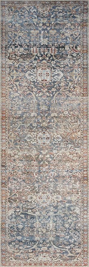 Loloi Chris Loves Julia Jules Collection JUL-06 Denim/Spice 2'-0'' x 5'-0'', .13" Pile Height, Accent Rug