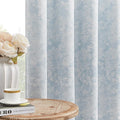 Beauoop Blue Floral Jacquard Blackout Curtains 90 Inches Long 2 Panels for Bedroom Living Room Chenille Flower Room Darkening Thermal Insulated Soundproof Grommet Window Treatments Drapes, 52x90
