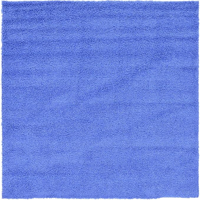Unique Loom Solid Shag Collection Area Rug (8' Square, Periwinkle Blue)