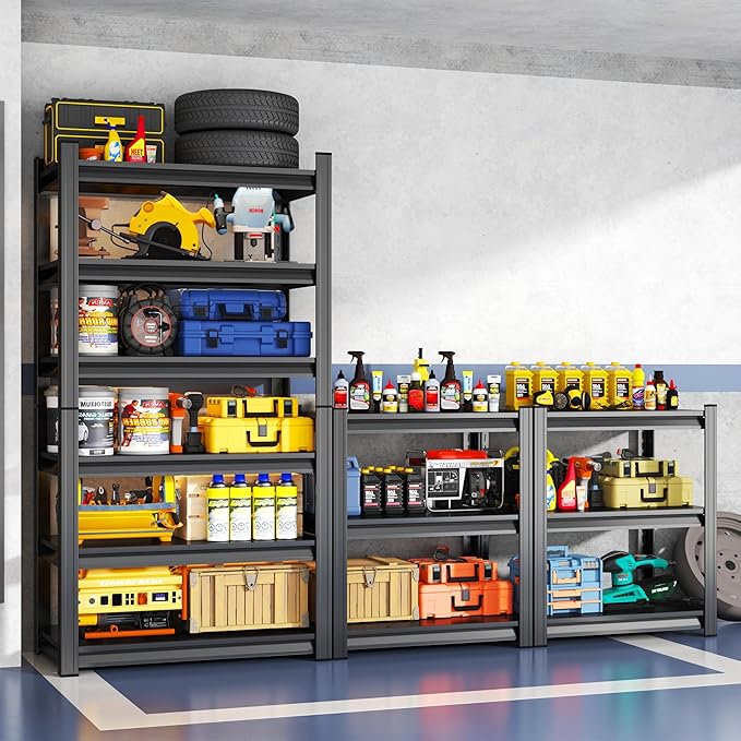 Storage Shelves, Garage Metal Shelving Unit 35"W x 18"D x 82"H, 6-Tier Adjustable, Double-Layer Column with Reinforced Ribs, Heavy-Duty, Capable of Bearing 3600 lbs for Garage, Warehouse, Kitchen