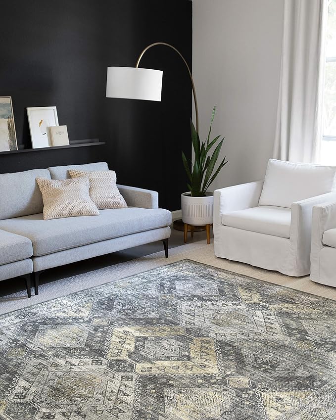 Loloi II Skye Collection SKY-09 Graphite/Silver 7'-6" x 9'-6" Area Rug