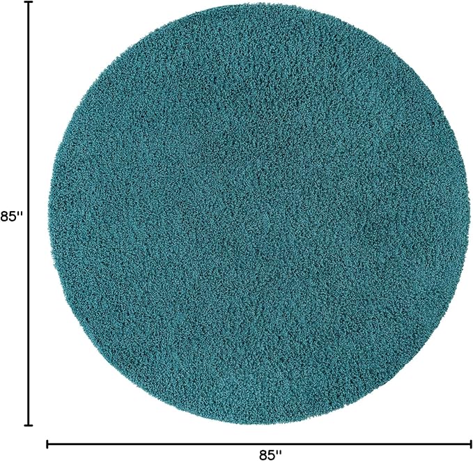 Unique Loom Solid Shag Collection Area Rug (7' 1" Round, Deep Aqua Blue)