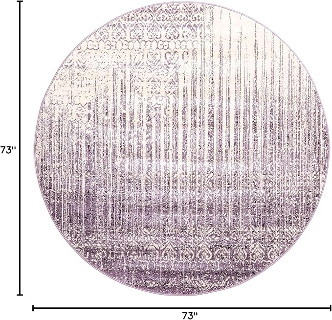 Unique Loom Del Mar Collection Area Rug - Jennifer (6' 1" Round, Purple/ Ivory)