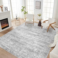 Area Rug Living Room Rugs - 6x9 Abstract Large Soft Indoor Washable Rug Neutral Modern Low Pile Carpet for Bedroom Dining Room Farmhouse Home Office - Vintage Grey