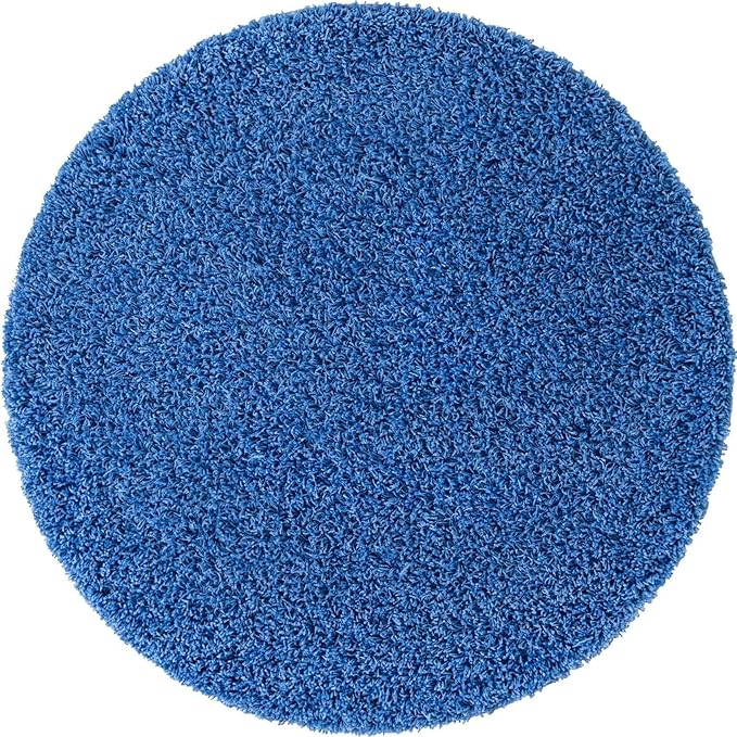 Unique Loom Solid Shag Collection Area Rug (4' 1" Round, Periwinkle Blue)