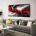 Black White and Red Abstract Print Picture Painting Large Canvas Wall Art for Living Room Bedroom Framed Canvas Wall Decor Modern Room Abstract Wall Decorations Artwork Size 24x48 Ready to Hang