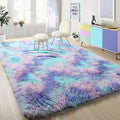 PAGISOFE Cute Furry Pastel Rug for Girls Bedroom, Soft Shag Rainbow Purple Tent Rugs for Livingroom, Kids Room, Playroom Nursery Home Decor, Plush Mermaid Kawaii Rug Fluffy Fuzzy Carpet 4x6 Area Rug