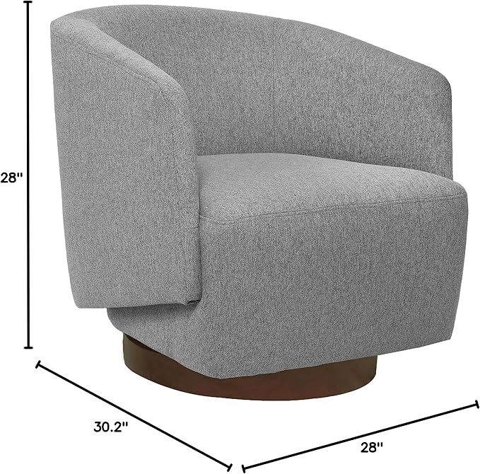 MINCETA Accent Chair,Modern Swivel Chairs for Living Room and Bedroom Reading with Wood Base,Performance Fabric in Gray