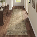 Fmfunctex 2x6 Runner Rug Brown Vintage Neutral Washable Distressed Non Slip Low Pile Indoor Carpet Soft Retro Floral Hallway Entryway Rug for Kitchen Living Room Bedroom Bathroom Laundry Entry Bedside