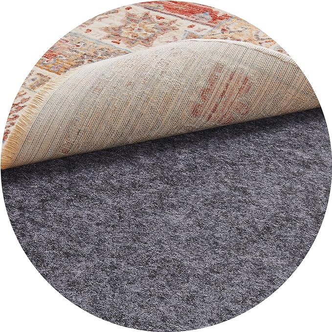 Veken 4 Ft Round Non Slip Cushioned Rug Pad Gripper, Felt and Silicone Backing, 1/4 inch Thick Carpet Liner for Hardwood Floors and Finishes, Under Area Rugs Anti Skid Mat, Keep Rugs Safe and in Place