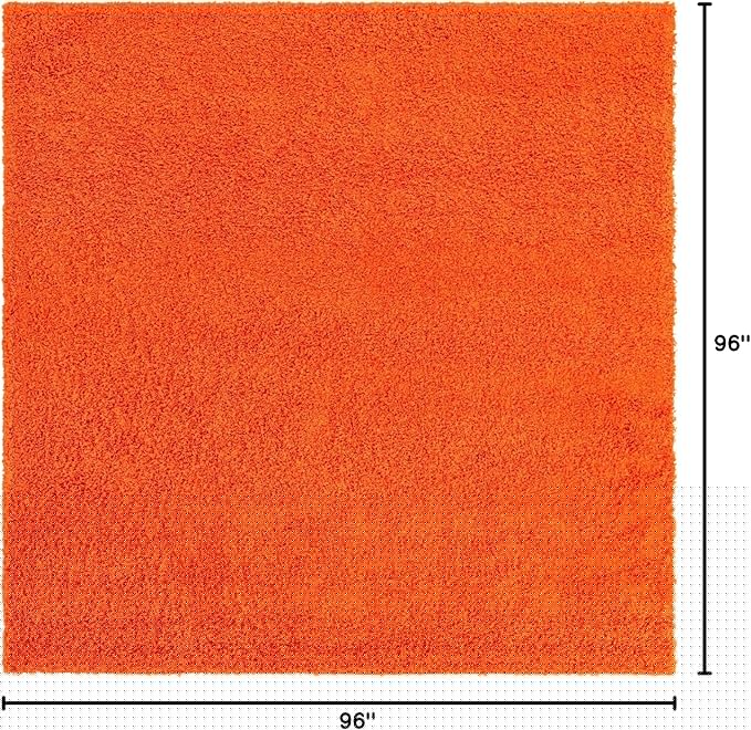 Unique Loom Solid Shag Collection Area Rug (8' Square, Tiger Orange)