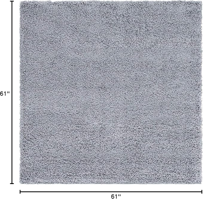 Unique Loom Solid Shag Collection Area Rug (5' 1" Square, Cloud Gray)