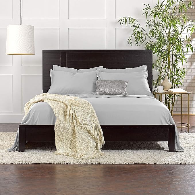 Pure Bamboo Short Queen Sheets for RV Camper (60"x75") - Genuine 100% Organic Viscose Derived from Bamboo Bed Sheet Set, Soft & Cooling, 2 Year Quality Promise (Short Queen, Silver Pearl)