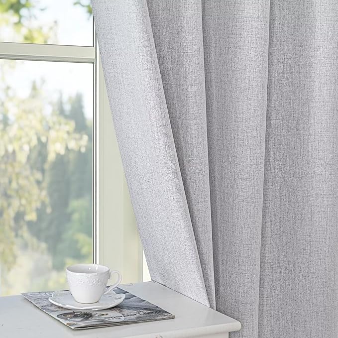 100% Blackout Curtains 90 Inch Length 2 Panels Set, Black Out Curtains for Living Room, Off-White Thermal Insulated Grommet Drapes Bedroom Luxury Decor Privacy(52W × 90L inch, Off-White)