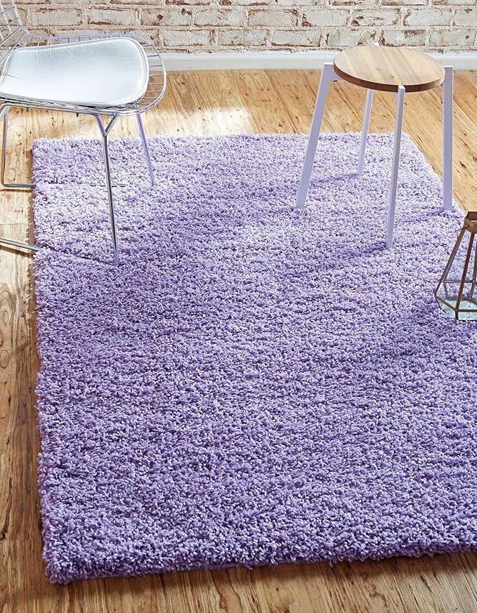 Unique Loom Solid Shag Collection Area Rug (4' 1" x 6' 1" Rectangle, Lilac)