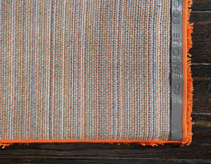 Unique Loom Solid Shag Collection Area Rug (7' 1" x 10' Rectangle, Tiger Orange)
