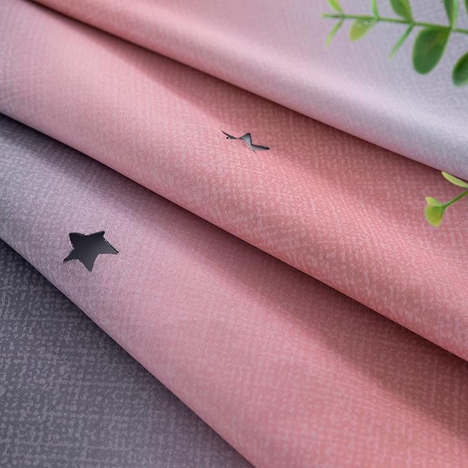XiDi Curtains for Bedroom Decor, Rainbow Pink-Grey-34-45