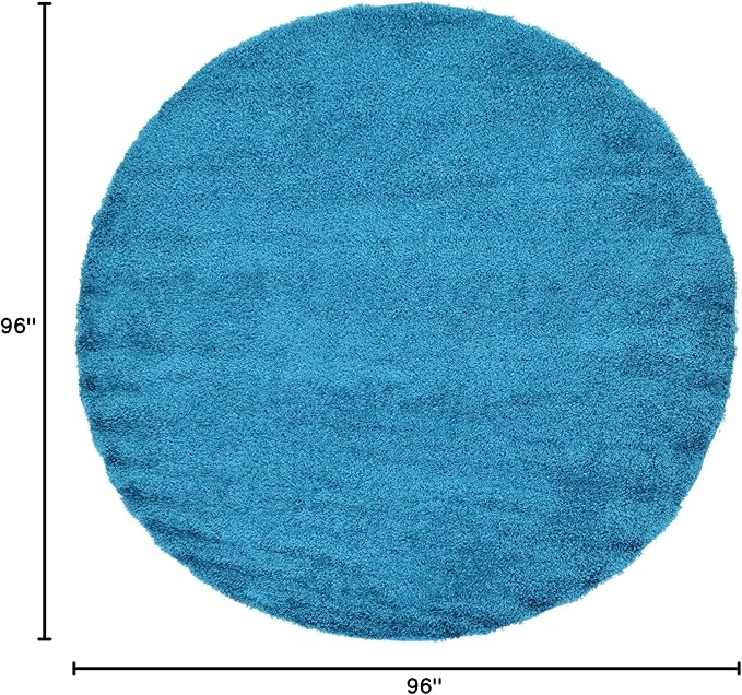 Unique Loom Solid Shag Collection Area Rug (8' Round, Turquoise)