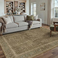 Brown 5x7 Area Rug Washable Vintage Carpet for Living Room Office Soft Retro Floral Low Pile Thin Indoor Rug Non Slip Traditional Distressed Floor Cover for Bedroom Dining Room