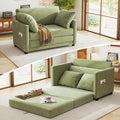 51" Loveseat Sleeper Sofa Bed, Chenille Convertible Floor Sofa Bed for Small Spaces, Folding Couch Bed with Deep Seat, 2 Pillows & Solid Frame, Pull Out Floor Couch for Living Room, Green