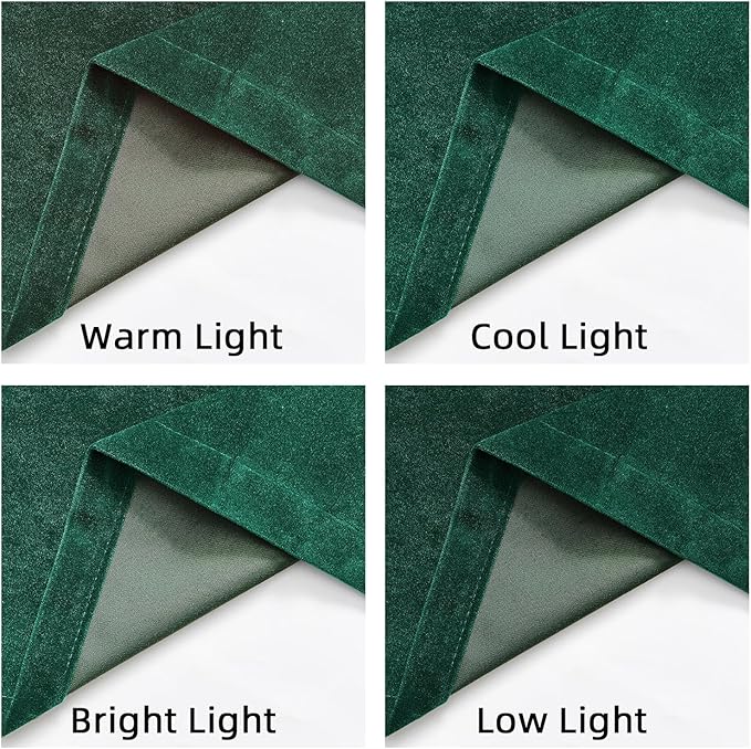 Joydeco Dark Green Velvet Curtains 84 Inches Length, Grommet Curtains 2 Panels, Thermal Insulated Privacy Room Darkening Window Drapes for Bedroom Living Room Home Theatre (52Wx84L)
