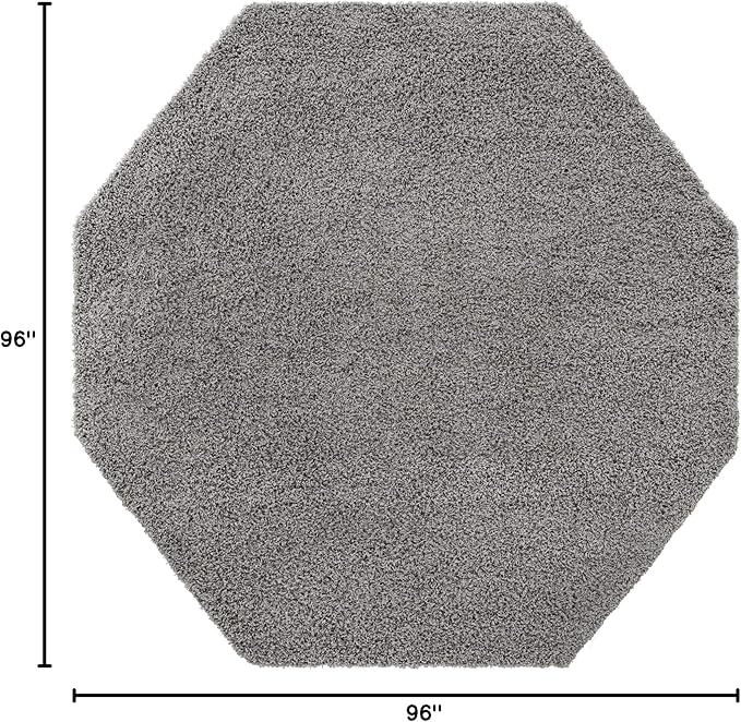 Unique Loom Solid Shag Collection Area Rug (8' Octagon, Cloud Gray)