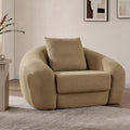 SICOTAS 49.9" Curved Convertible Sofa Couch Bed for Living Room Futon Cloud Boneless Sleeper Chair Pull Out Floor Couch with Deep Seat Single Sofa Foam Lounger No Assembly for Bedroom Apartment, Brown