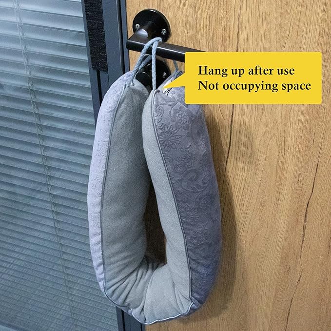 fowong Door Draft Stopper 38 Inch Weighted Under Door Draft Blocker Soundproofing Guard Wind Blocker with Hook Tapes for Easy Install, Grey