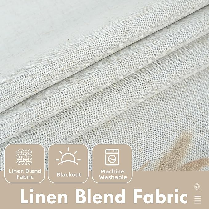 DriftAway Double Layer Linen Blackout Tie Up Curtains Thermal Insulated Fully Lined Balloon Roman Shade Bathroom Window Adjustable Rod Pocket for Small Window 45 Inch by 63 Inch Light Linen