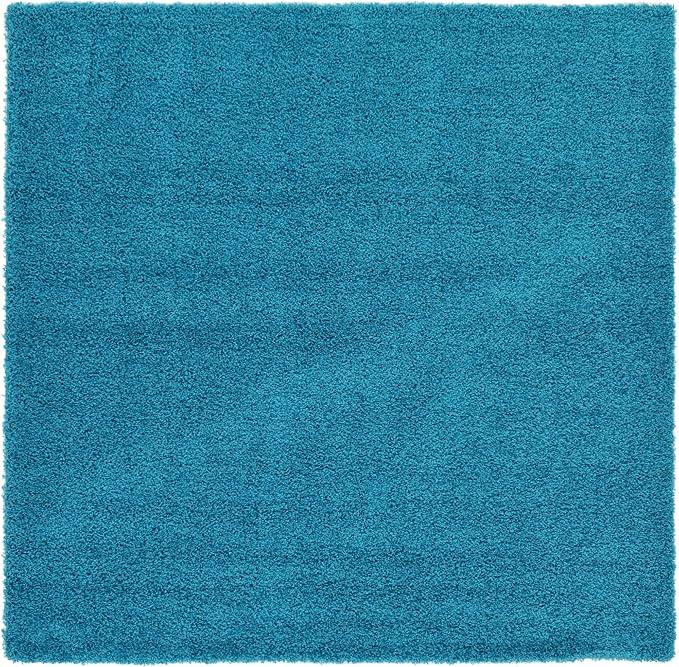 Unique Loom Solid Shag Collection Area Rug (8' Square, Turquoise)