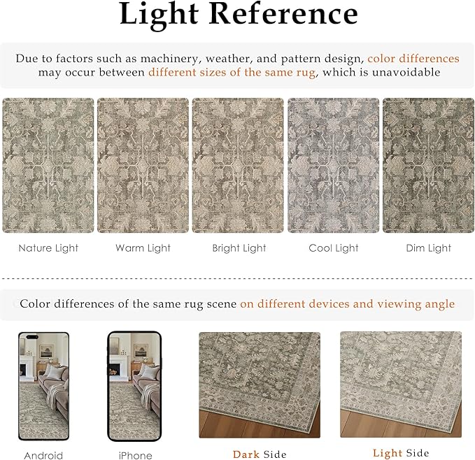 Brown 2x8 Runner Rug Vintage Area Carpet Hallway Indoor Kitchen Washable Low Pile Traditional Distressed Retro Accent Throw Rug Non Slip for Laundry Bathroom Office