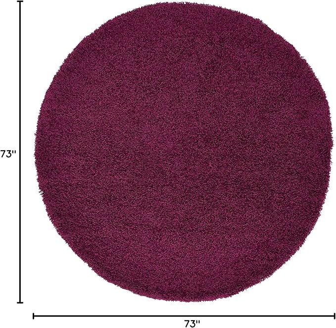 Unique Loom Solid Shag Collection Area Rug (6' 1" Round, Eggplant Purple)