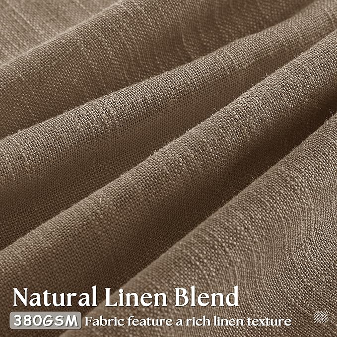 Dutch Cocoa Linen Curtains 102 Inches Long for Living Room Pinch Pleated Drape with Hooks Rings for Track System Light Filtering 102 Inch Curtain for Bedroom Sliding Patio Door 2 Panels Brown