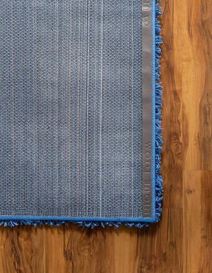 Unique Loom Solid Shag Collection Area Rug (6' 1" x 9' Rectangle, Periwinkle Blue)