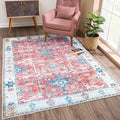 Bloom Rugs Washable Non-Slip 3' x 5' Rug - Red/Blue Traditional Area Rug for Living Room, Bedroom, Dining Room, and Kitchen - Exact Size: 3' x 5'