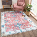 Bloom Rugs Washable Non-Slip 9' x 12' Rug - Red/Blue Traditional Area Rug for Living Room, Bedroom, Dining Room, and Kitchen - Exact Size: 9' x 12'