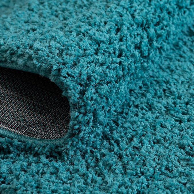 Unique Loom Solid Shag Collection Area Rug (3' 3" x 5' 3" Oval, Deep Aqua Blue)