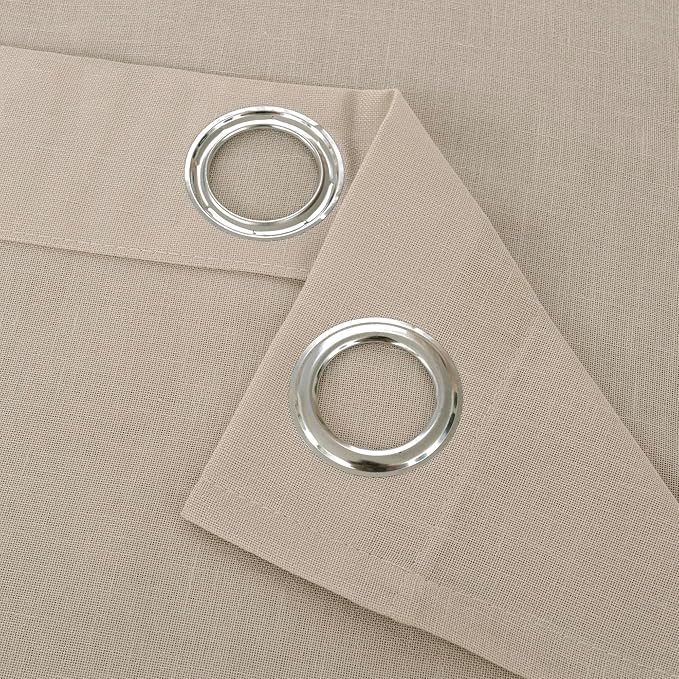 YoungsTex Tan Linen Semi Sheer Curtains 84 Inches Long for Living Room, Light Filtering Drapes with Grommet Lightweight for Bedroom Dining Farmhouse, 2 Panels, 52 X 84 Inch