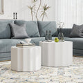 Nesting Coffee Table Set of 2, Round Coffee Tables, Space-Saving Modern Circle Coffee Tables, Side End Table for Living Room, Bedroom, Balcony, Office, White