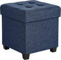 SONGMICS Storage Ottoman, Small Ottoman Foot Rest with Legs, 15 x 15 x 15.7 Inches Foot Stool, Load up to 660 lb, for Living Room, Bedroom, Dorm, Midnight Blue ULSF14IN