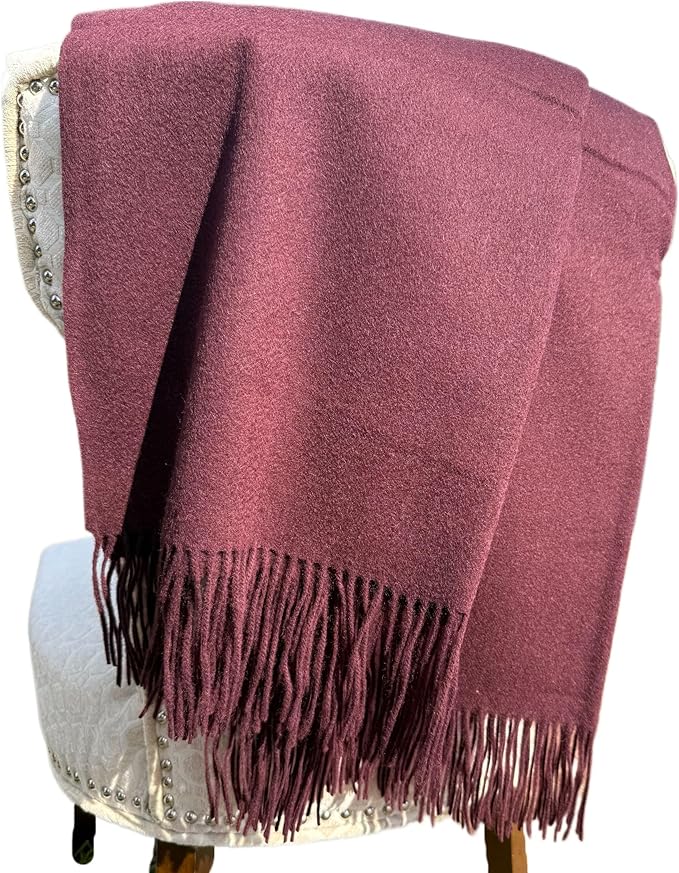 Alashan Cashmere Blend Ripple Finish Woven Throw (Mahogany)